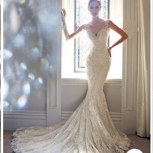 Sophia Tolli Elegant Lace Wedding Dress in Cream